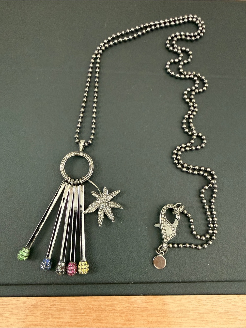 Matches & Maryjane  Black Diamond & Semi Precious Stones Chain Necklace